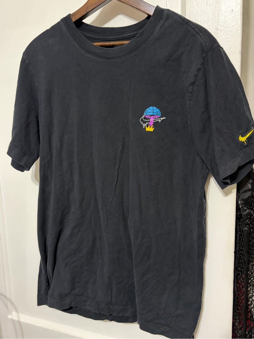Nike Black Tee with Cream and Blue Dripping Face Patch